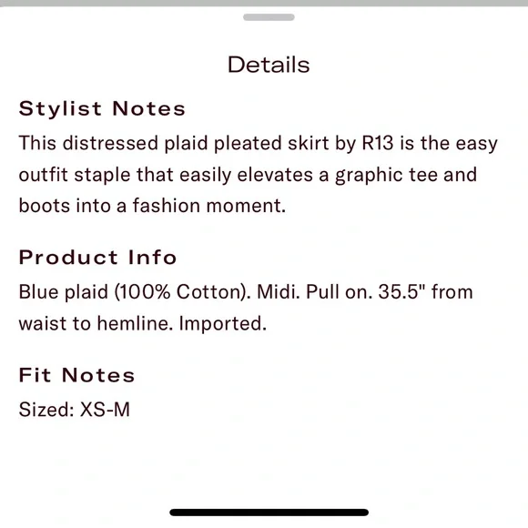 R13 Kilt Skirt sz SMALL - Picture 5 of 8